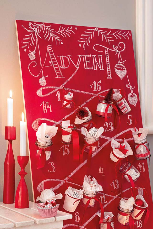 Adventskalender aus Einmachgläsern mit Handlettering