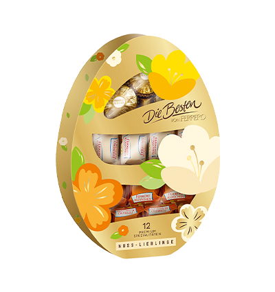 Osterei gefüllt mit verschiedenen Ferrero Produkten