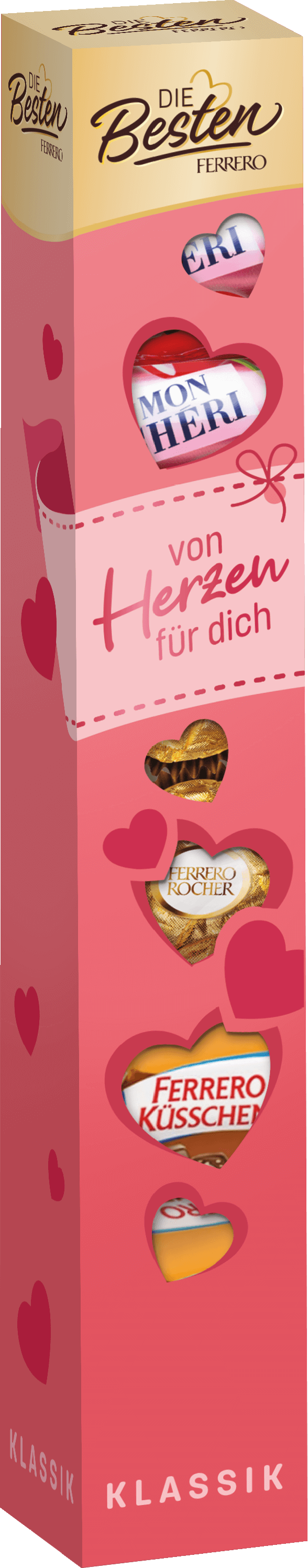 Schmale hohe Verpackungen verschiedenen Ferrero Produkten